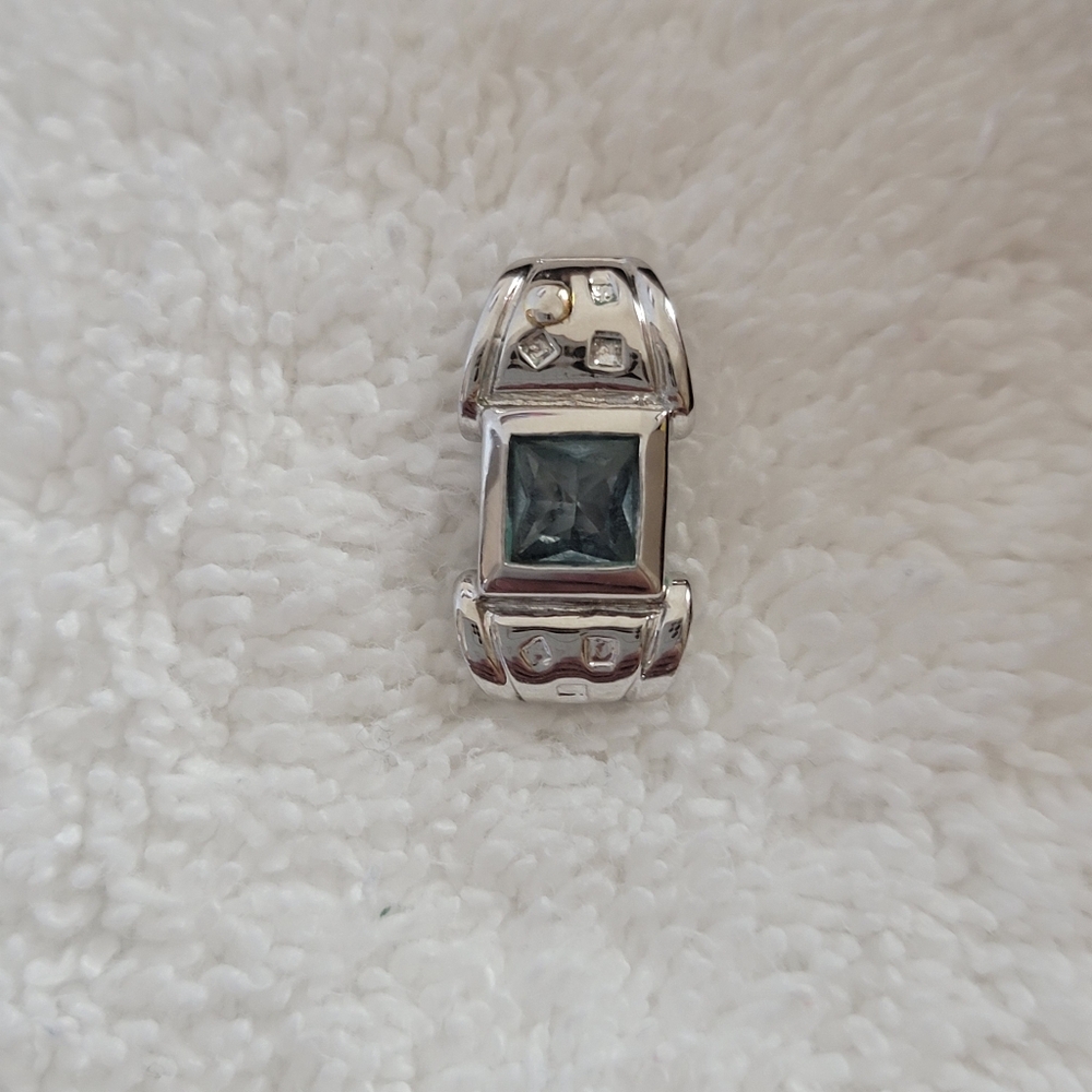 Small Silver And Blue Topaz Or Aquamarine Pendant Only